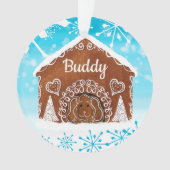 犬のパーソナライズされたギンガーブレッドドッグハウス オーナメント (正面)