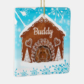 犬のパーソナライズされたギンガーブレッドドッグハウス セラミックオーナメント (右)