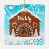 犬のパーソナライズされたギンガーブレッドドッグハウス セラミックオーナメント (裏面)