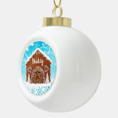 犬のパーソナライズされたギンガーブレッドドッグハウス セラミックボールオーナメント (右)