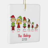 犬のパーソナライズされたクリスマスを飾ったかわいい家族 セラミックオーナメント (右)
