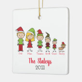 犬のパーソナライズされたクリスマスを飾ったかわいい家族 セラミックオーナメント (左)