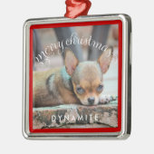 犬のパーソナライズされたクリスマスオーナメントメタル写真 メタルオーナメント (左)