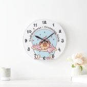 犬のパーソナライズされたグルーミングサロンパグインバス ラージ壁時計 (ホーム)