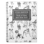 犬のパーソナライズされたスケッチパターンヴィンテージ犬愛好家 ノートブック (正面)