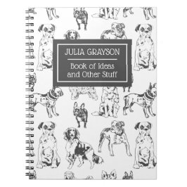 犬のパーソナライズされたスケッチパターンヴィンテージ犬愛好家 ノートブック