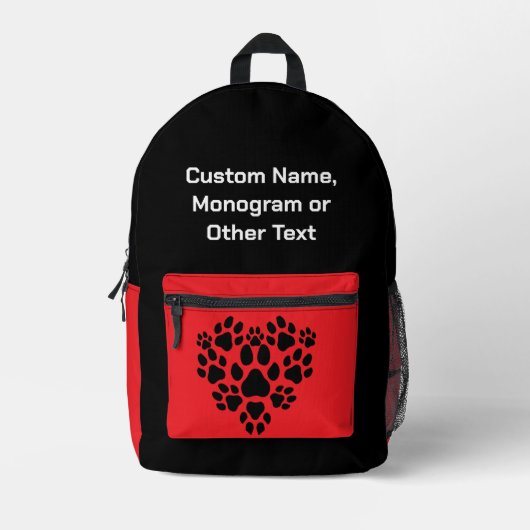 犬のパーソナライズされたバックパック – カスタムペット愛人ギフト プリントバックパック (正面)