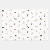 犬のパーソナライズされたパーティー包装紙シートセット ラッピングペーパーシート (正面2)