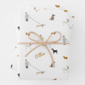 犬のパーソナライズされたパーティー包装紙シートセット ラッピングペーパーシート (インサイチュ)