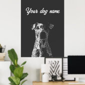 犬のパーソナライズされたポスター抽象芸術ラインアート ポスター (ホームオフィス)