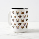 犬のパーソナライズされたマグカップ、犬の猫の母のギフト ツートーンマグカップ (正面左)