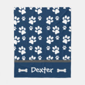 犬のパーソナライズされたモムズパパ用の犬のギフトの手のプリント フリースブランケット (正面)