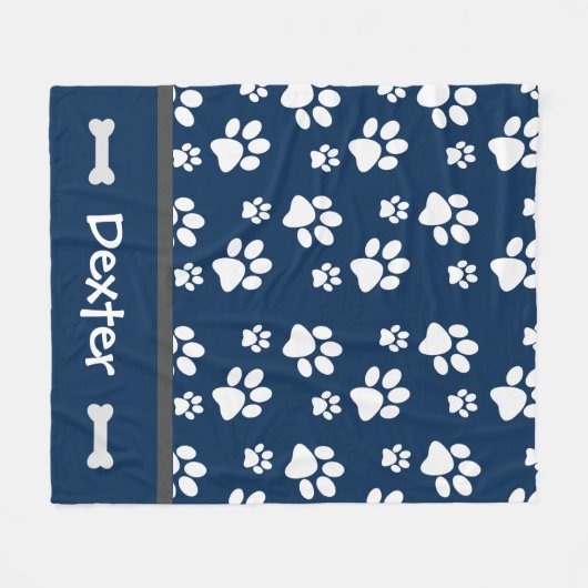 犬のパーソナライズされたモムズパパ用の犬のギフトの手のプリント フリースブランケット (正面(横))