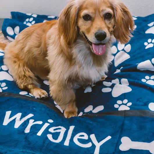 犬のパーソナライズされたモムズパパ用の犬のギフトの手のプリント フリースブランケット