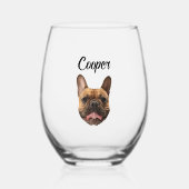 犬のパーソナライズされた写真カスタム犬の母のパパギフト ステムなしワイングラス (正面)