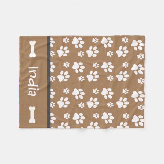 犬のパーソナライズされた前刷り毛布を追加する犬の名前 フリースブランケット (正面(横))