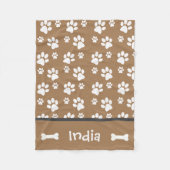 犬のパーソナライズされた前刷り毛布を追加する犬の名前 フリースブランケット (正面)