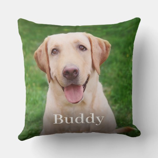 犬のパーソナライズされた名前と写真のカスタム クッション (裏面)