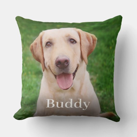 犬のパーソナライズされた名前と写真のカスタム クッション (正面)