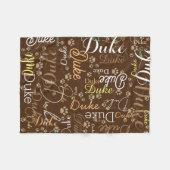 犬のパーソナライズされた名前と手の茶色の全体 フリースブランケット (正面(横))