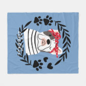 犬のパーソナライズされた名前メスのブルドッグ フリースブランケット (正面(横))