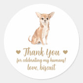 犬のパーソナライズされた結婚式の引き出物シール ラウンドシール (正面)