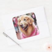 犬のパーソナライズされた親にペット写真の贈り物を追加 スクエアシール (封筒)