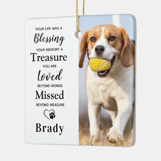 犬のパーソナライズされた記念ペットの損失贈り物2写真 セラミックオーナメント (左)