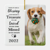 犬のパーソナライズされた記念ペットの損失贈り物2写真 セラミックオーナメント (裏面)