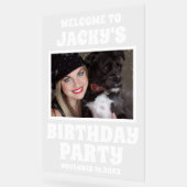 犬のパーソナライズされた誕生日パーティー写真へようこそ アクリルサイン (傾斜)