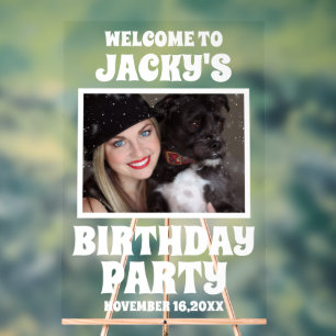 犬のパーソナライズされた誕生日パーティー写真へようこそ アクリルサイン