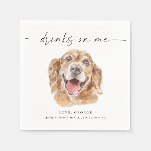 犬のパーソナライズされた選結婚択 スタンダードカクテルナプキン (正面)