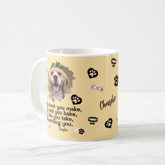 犬のパーソナライズされた顔写真マグカップ – おもしろマグカップ コーヒーマグカップ (正面左)