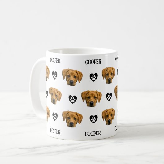 犬のパーソナライズされた顔写真 コーヒーマグカップ (正面左)
