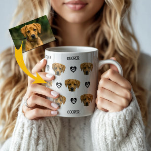 犬のパーソナライズされた顔写真 コーヒーマグカップ