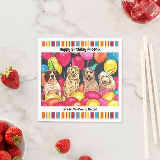 犬のパーティーこのポーティをパーソナライズし始めよう スタンダードカクテルナプキン (インサイチュ)