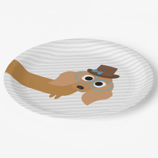 犬のパーティーのターコイズのダックスフントの夕食の紙皿 ペーパープレート (アングル)