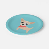 犬のパーティーのターコイズのチワワの夕食の紙皿 ペーパープレート (アングル)