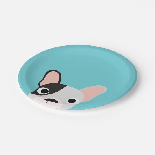 犬のパーティーのターコイズのブルドッグの夕食の紙皿 ペーパープレート (アングル)