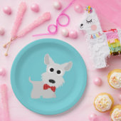 犬のパーティーのターコイズのWestieの夕食の紙皿 ペーパープレート (パーティー)