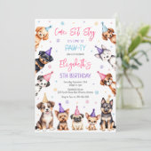 犬のパーティーの誕生日招待状 招待状 (スタンド正面)