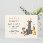 犬のパーティーの赤ちゃんシャワー 招待状 (スタンド正面)