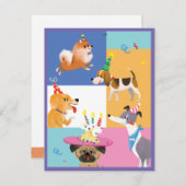 犬のパーティーサンキューカード サンキューカード (正面/裏面)