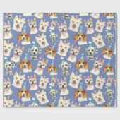 犬のパーティーパターン |愛犬家誕生日 ラッピングペーパー (フラット)