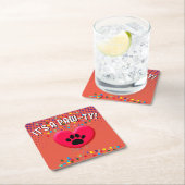 犬のパーティー屋だ スクエアペーパーコースター (インサイチュ)