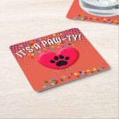 犬のパーティー屋だ スクエアペーパーコースター (アングル)