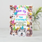 犬のパーティー誕生日の招待 招待状 (スタンド正面)