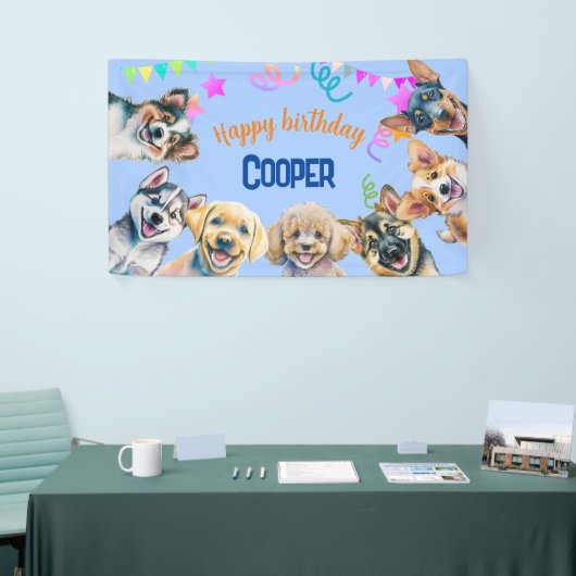 犬のパーティー誕生日 横断幕 (トレードショー)