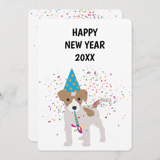 犬のパーティー – 動物の休日の新年のカード シーズンカード (正面/裏面)