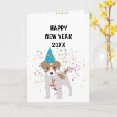 犬のパーティー – 動物の休日の新年 カード (黄色い花)